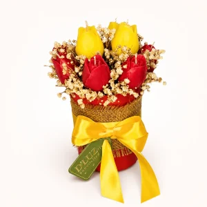 Mini bouquet de tulipanes rojos y amarillos, 10 unidades